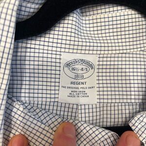 Brooks Brothers Regent White Shirt with Navy Windowpane Check